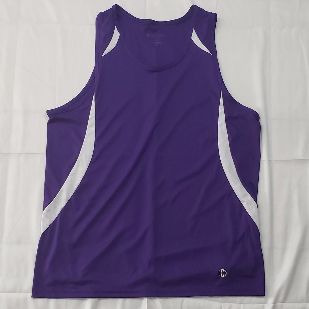 Holloway Men’s Purple and White Dry- Excel Vertical Track Singlet X-Large